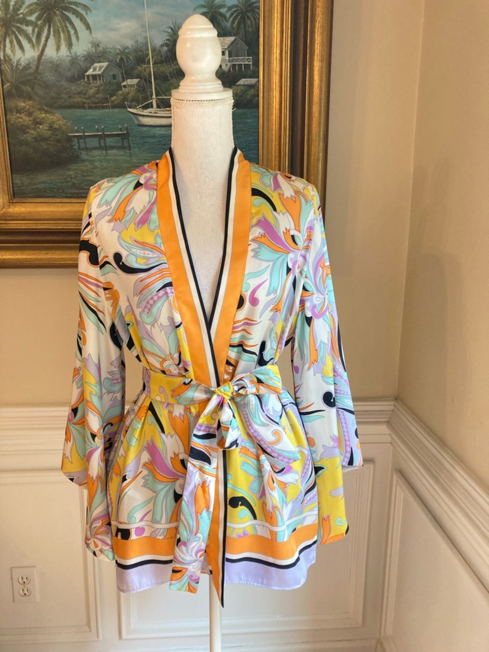 ZARA Scarf Paisley Print Satin Kimono Wrap Jacket - Picture 8 of 8
